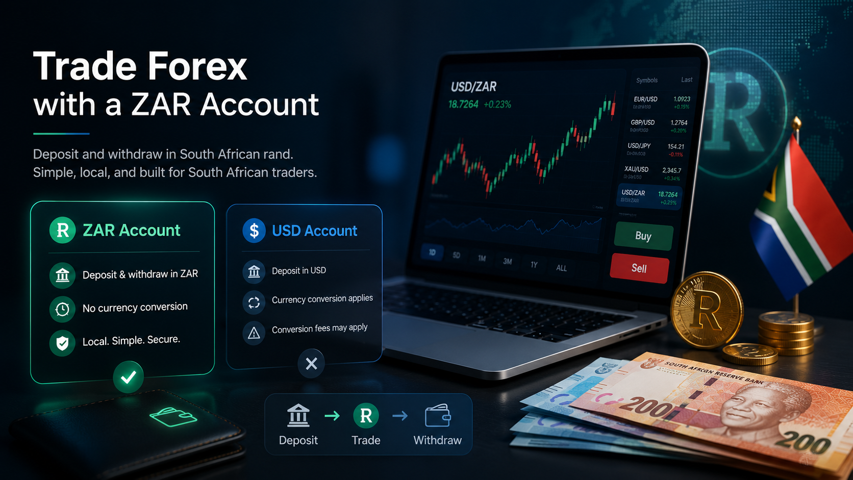 ZAR deposits — South African rand forex accounts